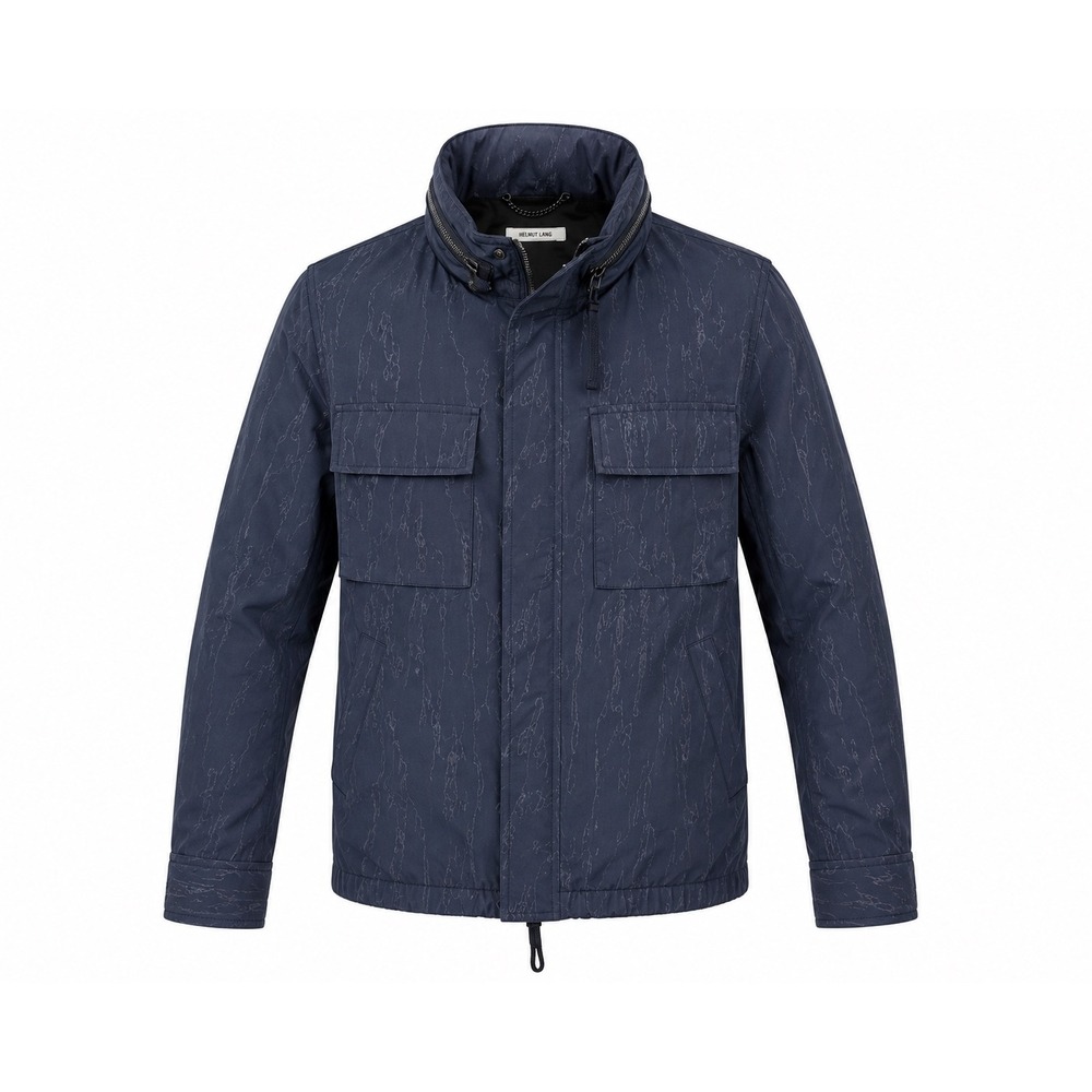 Helmut Lang Navy Technical Field Jacket Hooded Cargo Utility Shimmer Finish